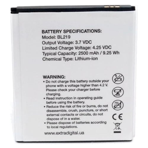 Аккумулятор ExtraDigital 2500mAh (BML6360) for Lenovo BL219: Производитель ExtraDigital