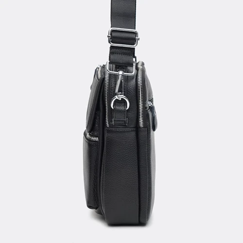 Мужская сумка через плечо Keizer черная (K18209bl-black): Фактура Зернистая, Матовая