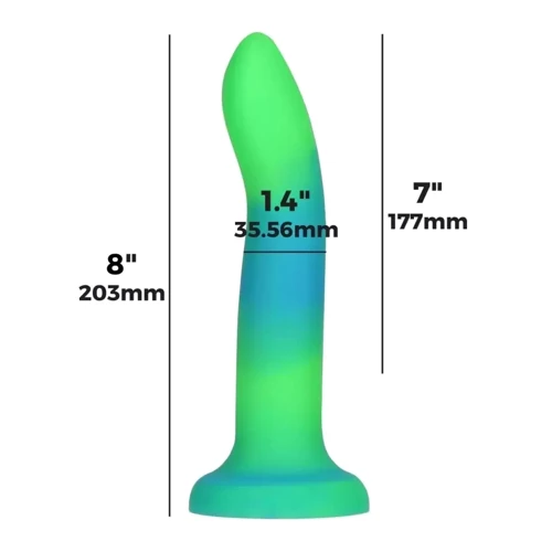 Светящийся в темноте фаллоимитатор ADDICTION - Rave - 8" Glow in the Dark Dildo - Blue Green