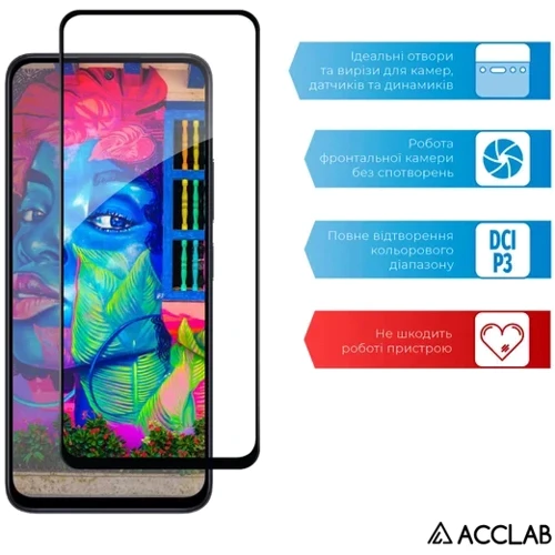 ACCLAB Tempered Glass Full Glue Black для Xiaomi Redmi 13: Колір черный