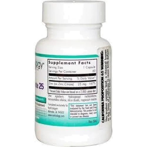 Nutricology Zinc Citrate 25 60 Veg Caps Цинк Цитрат: Тип Цинк