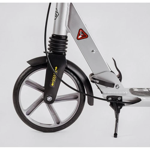 Двухколесный самокат с дисковым тормозом Best Scooter Factor BS-81766 Серебристый: Тип колес литые