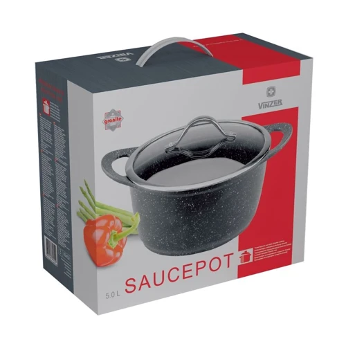 Кастрюля Vinzer Premium Granite Induction Ø 24см, 5л с крышкой (089452) фото 3