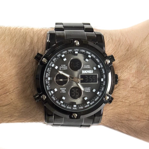 Наручний годинник Skmei 1389 Black (1389BOXBK): Тип циферблата Комбінований (аналого-цифровий)