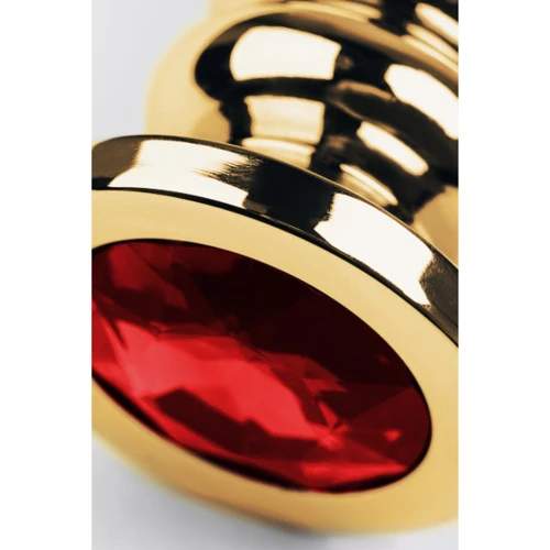 Анальная пробка с кристаллом Toyfa Metal Gold anal plug dark red gem