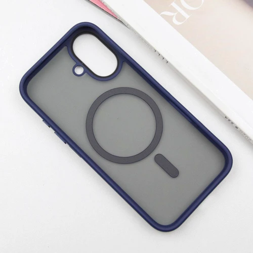Чехол для iPhone Mobile Case TPU+PC Metal Buttons with MagSafe Blue for iPhone 16: Материалы поликарбонат и полиуретан
