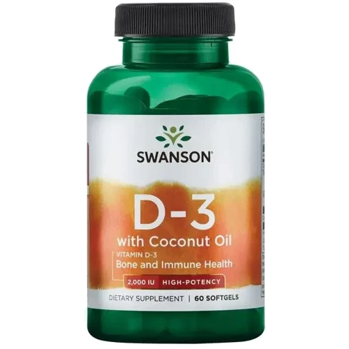 Swanson Vitamin D-3 With Coconut Oil, 60 Softgels (SWA-02896)