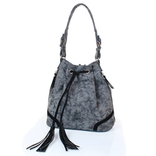 Женская сумка бакет-бэг Laskara серая (LK10194-black) фото 9