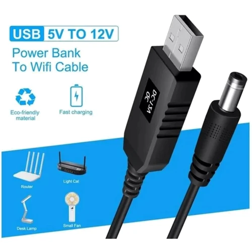 Кабель Dynamode кабель питания для роутера USB Cable to DC 5.5х2.1 mm 5v/9v/12v 1m Black фото 6