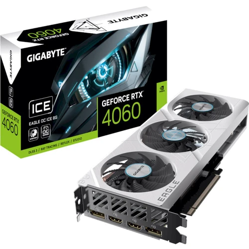 Видеокарта Gigabyte GeForce RTX 4060 EAGLE OC ICE 8G (GV-N4060EAGLEOC ICE-8GD)