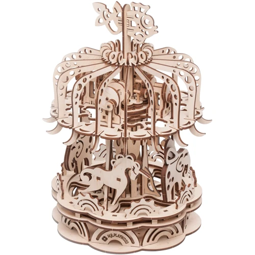 Механический деревянный 3D-пазл Mr. PlayWood Карусель 36x24*4,5 см (10403): Вид наука и техника