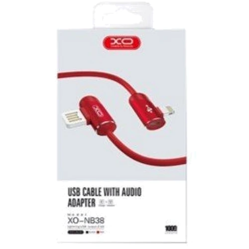 Кабель XO USB Cable to Lightning Audio Adapter L-shape 2.4A 1m Red (NB38): Тип USB Cable - Lightning
