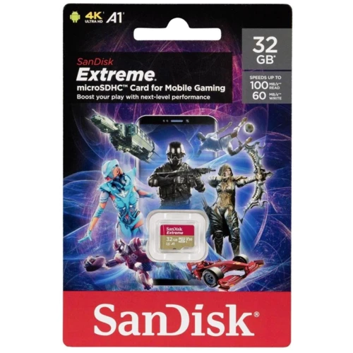 Карта памяти SanDisk 32GB microSDHC class 10 UHS-I A1 V30 Extreme (SDSQXAF-032G-GN6GN): Тип карты MicroSDHC