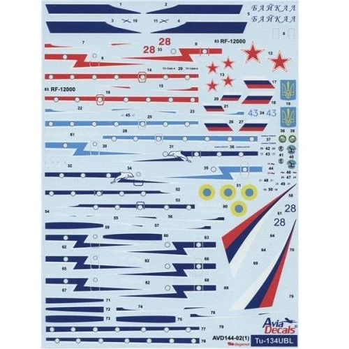Декаль Authentic Decals для самолета Tu-134UBL AVD14402