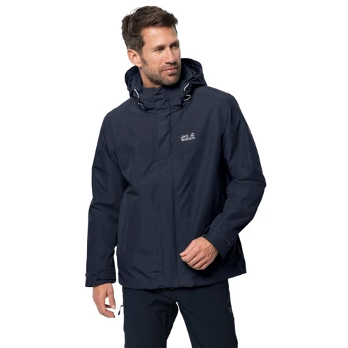 Куртка Jack Wolfskin Arland 3IN1 1110711-1010 52 черная демисезонная с капюшоном: Длина рукава Длинный