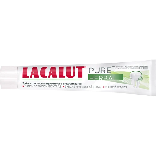 Lacalut Pure Herbal Зубная паста 75 ml: Назначение Укрепление эмали, Очищение, Свежесть дыхания