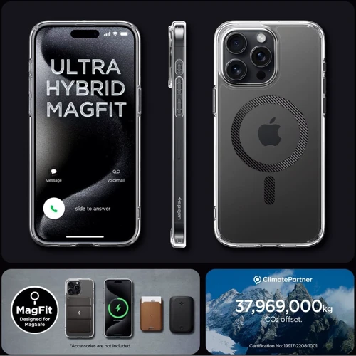 Чехол для iPhone Spigen Ultra Hybrid MagFit Carbon Fiber (ACS06717) for iPhone 15 Pro: Материалы поликарбонат и полиуретан