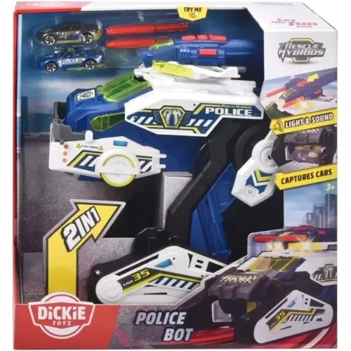 Игровой набор Dickie Toys Гибрид-спаситель Полицейский бот со звуковыми и светловыми эффектами 27 см (3794001): Функциональные характеристики С подвижными деталями