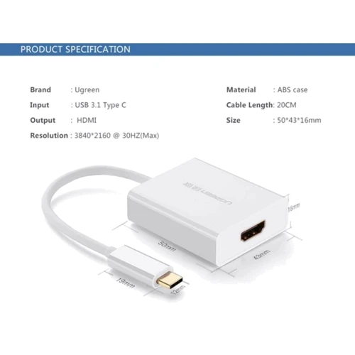 Адаптер Ugreen Adapter USB-C to HDMI White (40273): Дополнительные разъемы HDMI