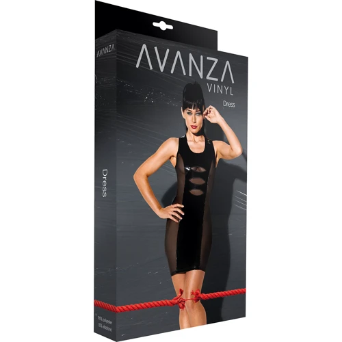 Черное платье с лакироваными вставками Avanza, M