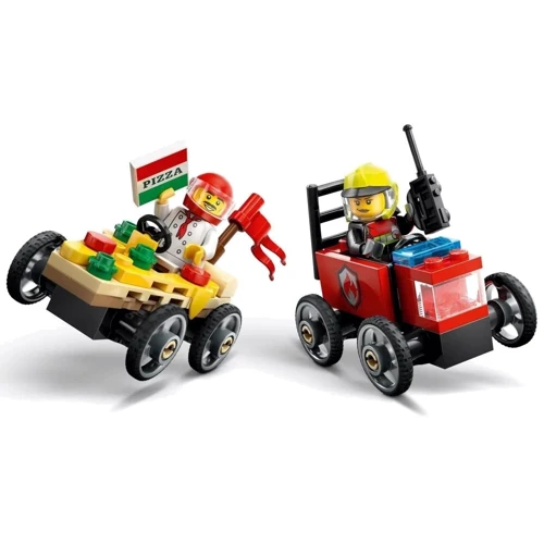 Конструктор LEGO City Пицца-авто против пожарной машины Набор гонок 70 деталей (60458) фото 4