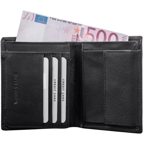 Мужское портмоне Smith&Canova черное (FUL-92402-black): Формат кошелька Вертикальный