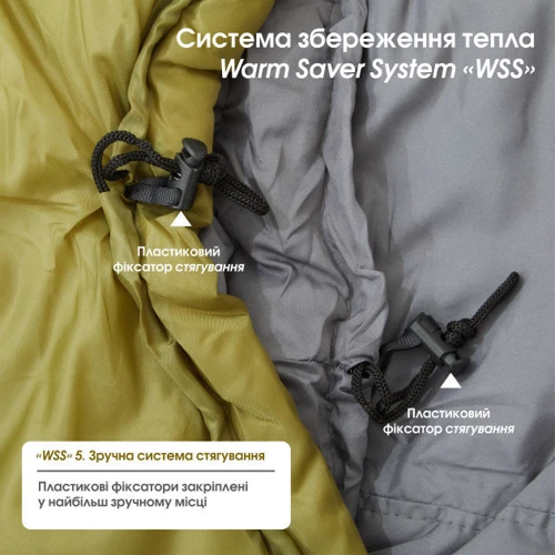 Спальний мішок MOUSSON RINGO R OLIVE: Ширина в плечах 85 см