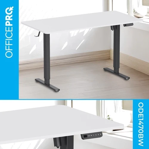 Стол с электрорегулировкой высоты Officepro White/Black (ODE1470WB): Особенности Регулируемая высота ножек, Встроенные органайзеры, Защитные накладки на ножки