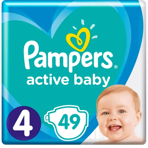 Подгузники Pampers Active Baby Maxi Размер 4 (9-14 кг), 49 шт (8001090949851): Пол ребенка Унисекс