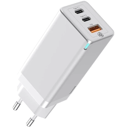 Зарядний пристрій Baseus Wall Charger GaN2 2xUSB-C+USB 65W White (CCGAN-B02)