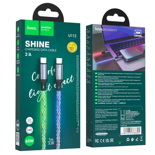 Кабель Hoco Cable USB-C to USB-C U112 3A 60 W 1m Gray фото 3