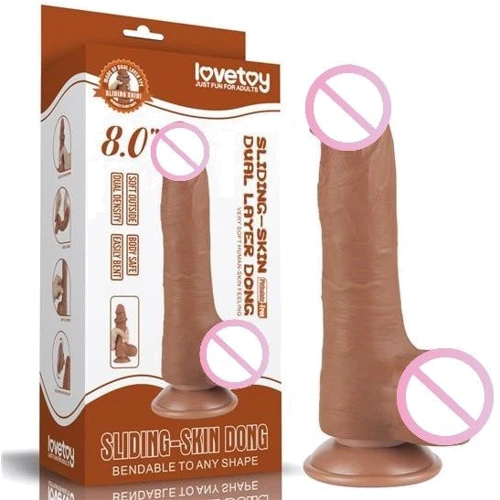 Фаллоимитатор LoveToy Sliding-Skin Dual Layer Dong 8" Brown