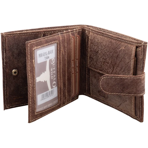 Мужское портмоне DNK Leather коричневое (DNK-01L-BAW-TAN) фото 6