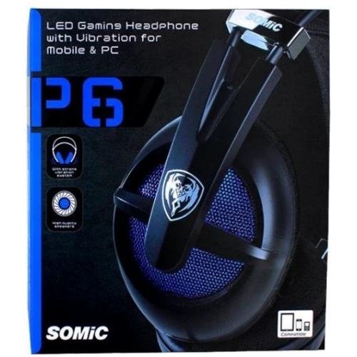 Наушники Somic P6 Black (9590010256): Тип конструкции накладные