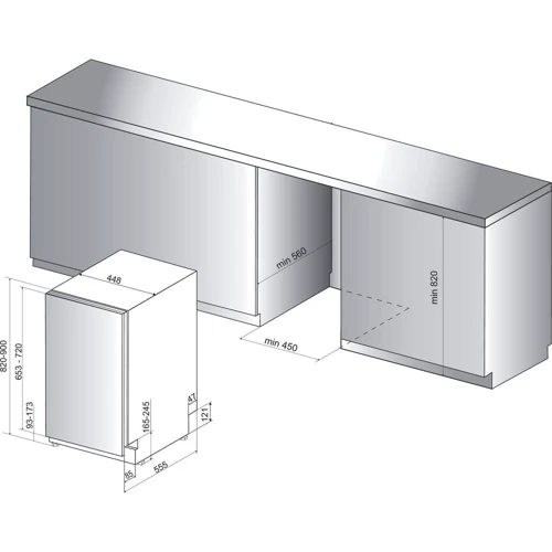 Встраиваемая посудомоечная машина Whirlpool WSIO 3T125 6PE X: Цвет нержавеющая сталь