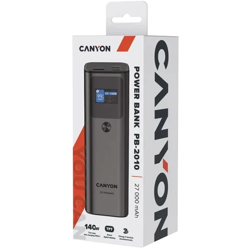 Внешний аккумулятор Canyon Power Bank 27000mAh PD 140W Dark Grey (CNE-CPB2010DG): Тип батареи Литий-полимерные