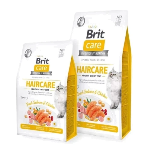 Сухой корм Brit Care GF Haircare Healthy and Shiny Coat для котов для ухода за шерстью Лосось и курица 400 г + суп 75 г (2700000049457): Основные ингредиенты Курица, Лосось