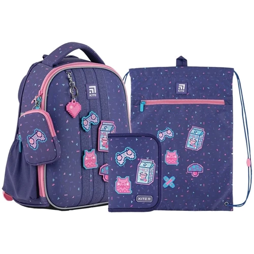 Набір Kite 555S Pixel Love рюкзак + пенал + сумка для взуття (SET_K24-555S-3)