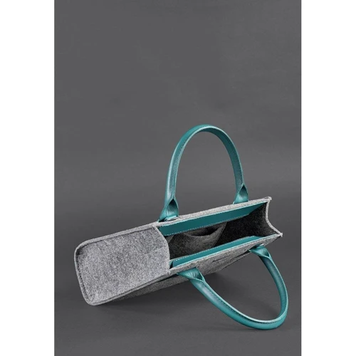 Женская сумка тоут BlankNote Blackwood серая (BN-BAG-28-felt-tiffany): Тип ручки Со съемным ремнем, С двумя ручками, Плечевой ремень, Короткая ручка