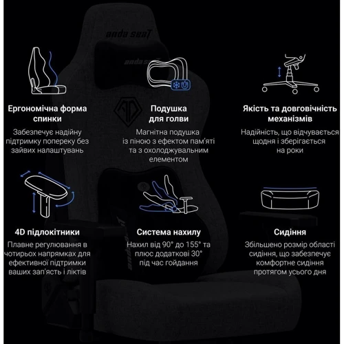Кресло игровое Anda Seat Kaiser 3E Black PVC Size XL (AD23YC-XL-08-B-PV/C-B01)