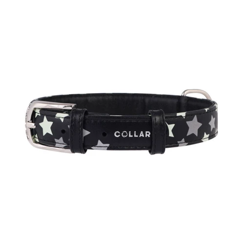 Нашийник Collar Glamour з візерунком Зірочка світиться 30-39 см 20 мм чорний (4823089301242): Колір чорний
