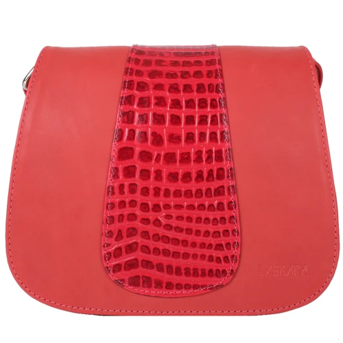 Женская сумка почтальонка Laskara красная (LK-DD217-red-croco): Стиль Повседневный (Casual)