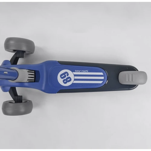 Самокат трехколесный Best Scooter складной алюминиевый руль, 3 колеса PU со светом Black/Blue (102024): Материал колес полиуретан