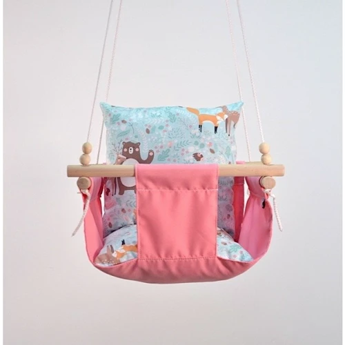 Гойдалки дитячі Infancy Ведмедик тканинний підвісний рожевий: Тип підвісна гойдалка