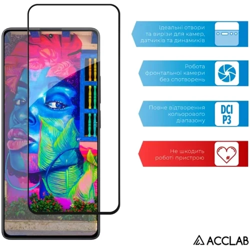 ACCLAB Tempered Glass Full Glue Black for Xiaomi Poco M6 Pro фото 5