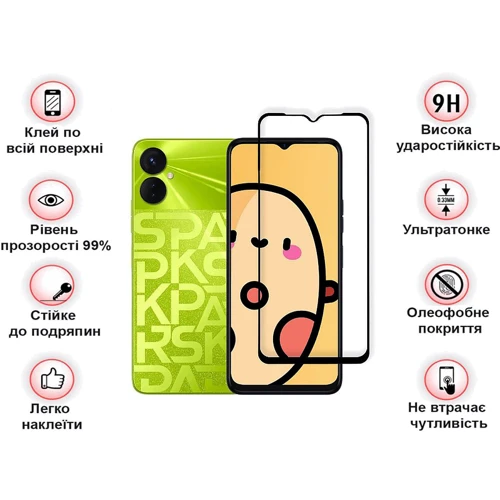 Аксессуар для смартфона BeCover Tempered Glass Black for Tecno Spark 9 Pro (KH7n) (708169)