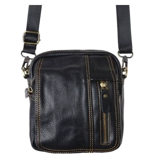 Чоловіча сумка через плече чорна Keizer (K1660-black): Фактура Матовая, Зернистая