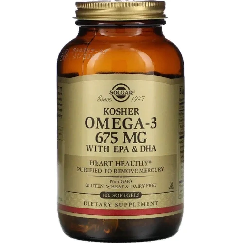 Solgar Omega-3 Kosher 675 mg Солгар Омега 3 кошерная 100 гелевых капсул