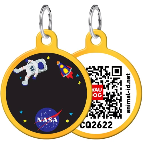 Адреснік WAUDOG Smart ID з QR-паспортом, малюнок "NASA", коло, 30 мм, золото (0630-0047-17)