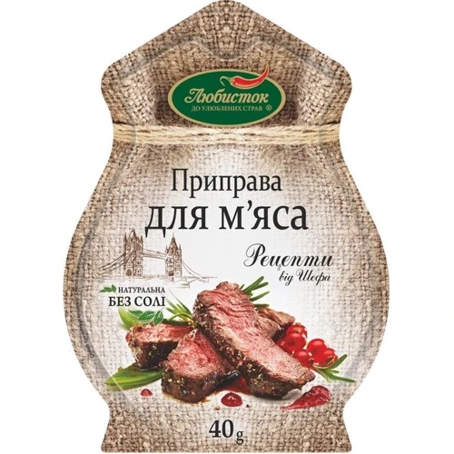 Упаковка приправы для мяса Любисток Рецепты от шефа 4х40 г (4820159132317) фото 1